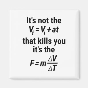Funny Physics T Shirt With A Fall And Force Equati Magnet