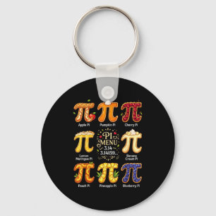 Funny Pi Day 3.14 Pi Menu Fruit Math Lover Teacher Keychain