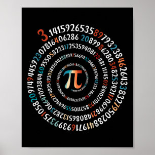Funny Pi Day 3.14 Pi Symbol Spiral Number Math Lov Poster