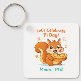 Funny Pi Day Animal with Pie – Math Lover Gift Keychain