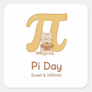 Funny Pi Day Animal with Pie – Math Lover Gift Square Sticker
