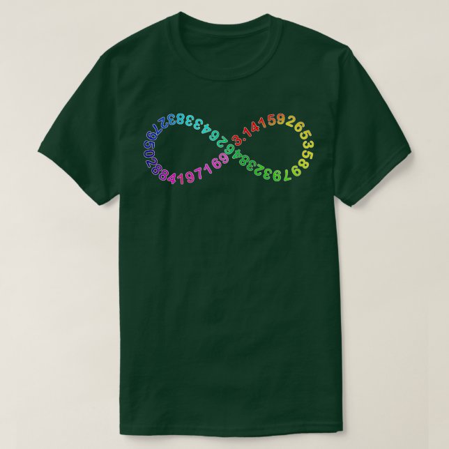 Funny Pi Day Math Digits of Pi Infinity Rainbow  T-Shirt (Design Front)