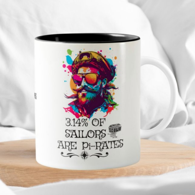 Funny Pi Day Math Geek Nerd Sailor Pirate Two-Tone Coffee Mug (Creator Uploaded)