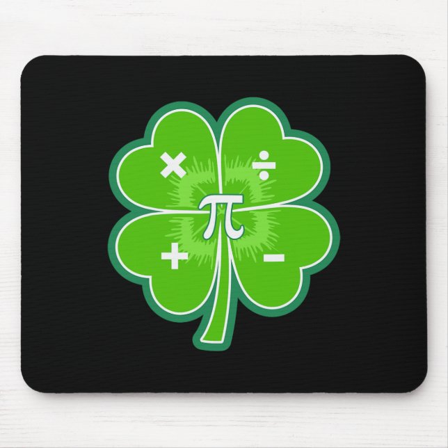 Funny Pi Day Math Patricks Day Luck Shamrock Green Mouse Pad (Front)