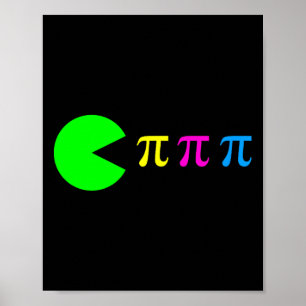 Funny Pi Day Math Science Ate Pi Symbol Colour Poster