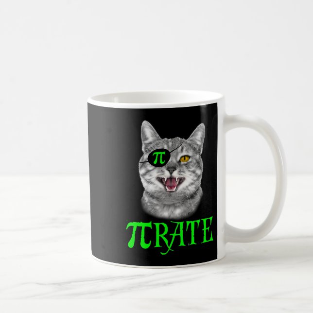 Funny Pi Day Math Science Cat Pirate Colour  Coffee Mug (Right)