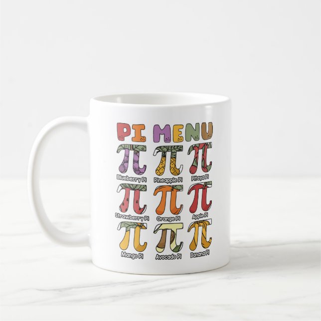 Funny Pi Day Menu Fruit Pun Math Teacher Mug (Left)