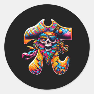Funny Pi Day Pirate Pi Symbol Math Colourful Mathe Classic Round Sticker