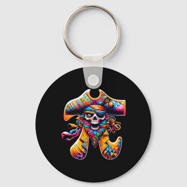 Funny Pi Day Pirate Pi Symbol Math Colourful Mathe Keychain (Front)