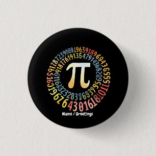Funny Pi Day Spiral Numbers Cool Mathematical 1 Inch Round Button