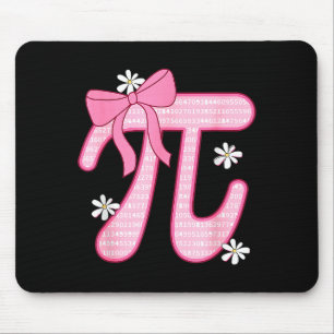 Funny Pi Day Spiral Pi Math Coquette Bow Pink Pi D Mouse Pad