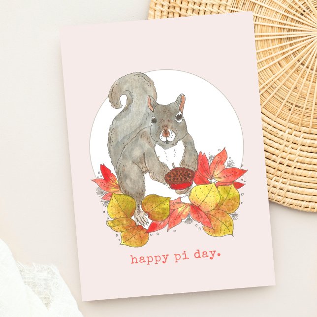 Funny Pi Day Squirrel with Pie  Holiday Card (Creator Uploaded)