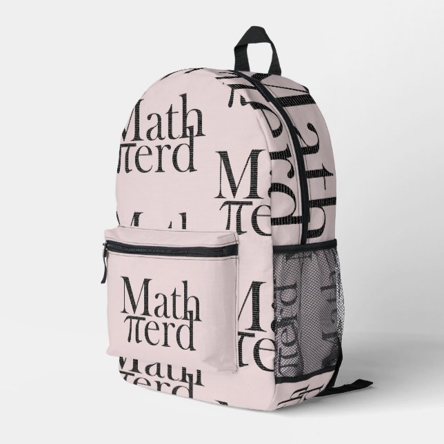 Funny Pi Math Nerd Science Teacher Pale Pink Printed Backpack (Back Corner Right)
