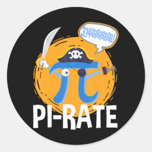 Funny Pi-Rate Happy Pi Day Math Pirate Pun Classic Round Sticker