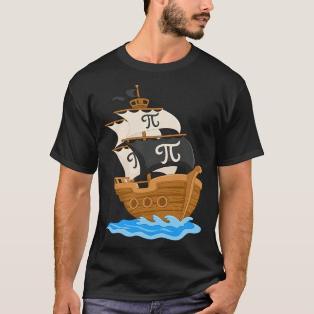 Funny Pi-rate Ship Happy Pi Day Math Lover Geek Pi T-Shirt (Front)