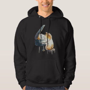 Funny Piano Music Cat Men Women Kids Cat Piano Lov Hoodie