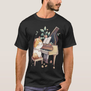 Funny Piano Music Cat Men Women Kids Cat Piano Lov T-Shirt