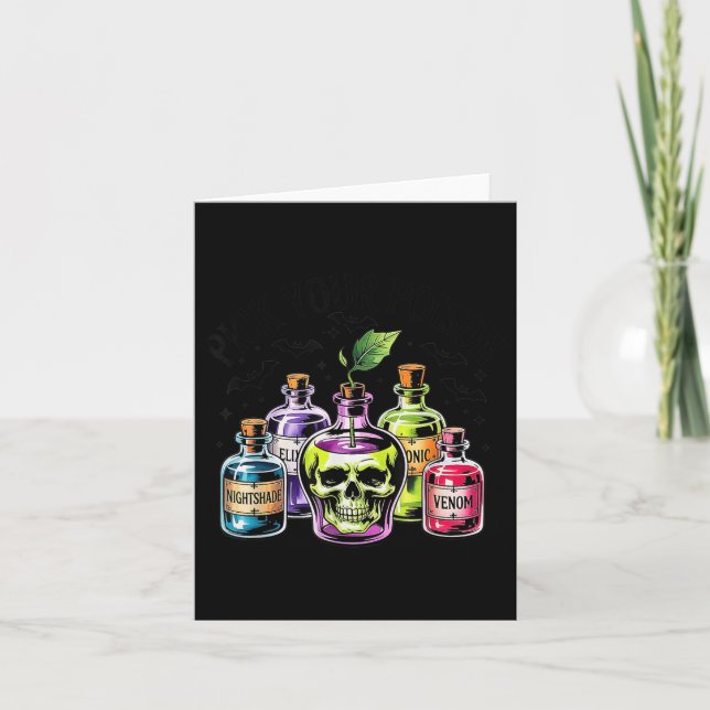 Funny Pick Your Poison Apple Halloween Gothic Prin Card (Front)