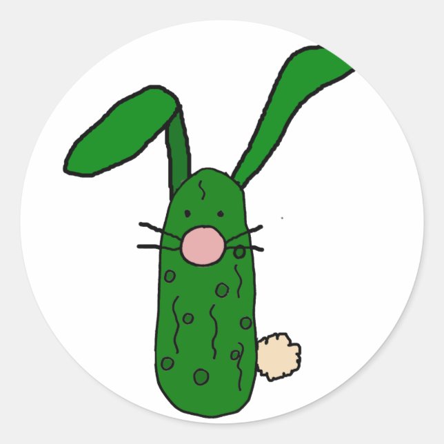 Funny Pickle Bunny Rabbit Art Classic Round Sticker (Front)