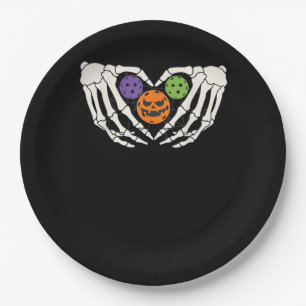 Funny Pickle Halloween Skeleton Hands Heart Pumpki Paper Plate