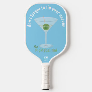 Funny Pickle Martini Tip Your Server - Blue Pickleball Paddle