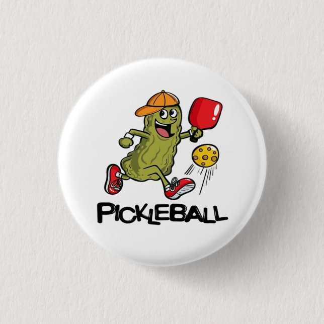 Funny Pickle Playing Pickleball  1 Inch Round Button (Front)