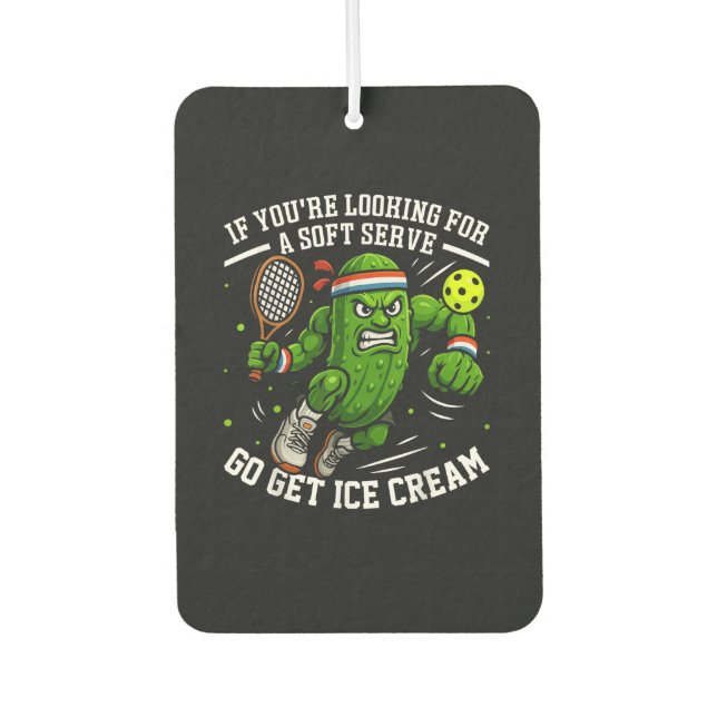 Funny Pickle Playing Pickleball Air Freshener (Front)