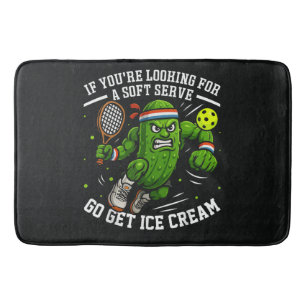 Funny Pickle Playing Pickleball Bath Mat