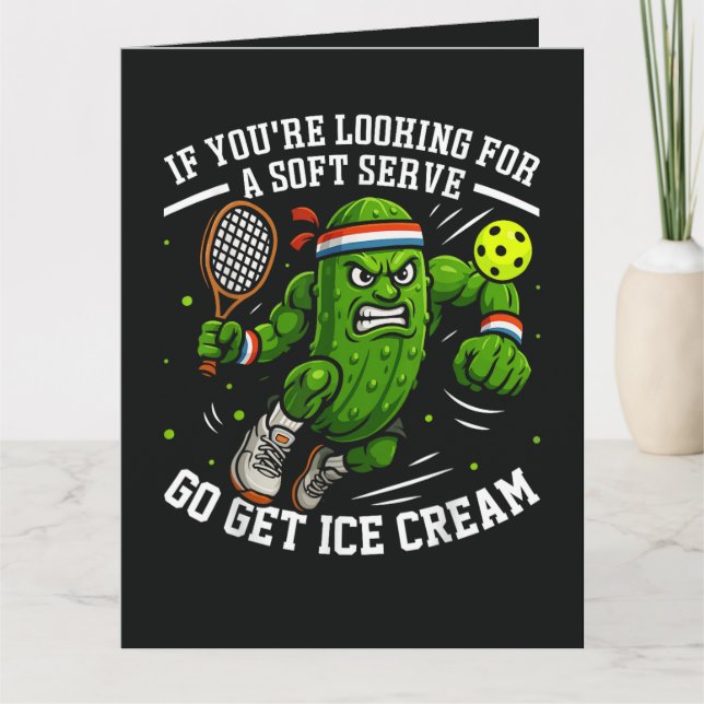 Funny Pickle Playing Pickleball Card (Front)