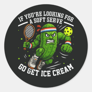 Funny Pickle Playing Pickleball Classic Round Sticker