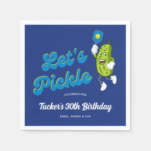 Funny Pickle Playing Pickleball Custom Text Napkin