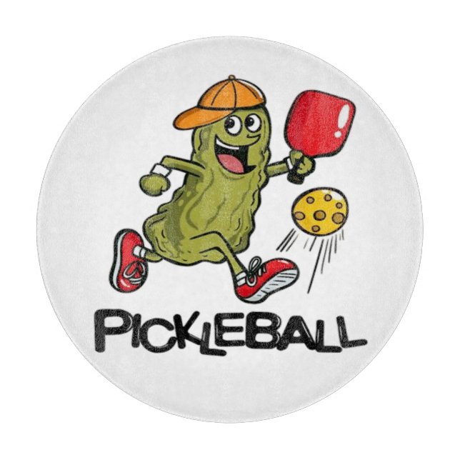 Funny Pickle Playing Pickleball  Cutting Board (Front)