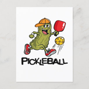 Funny Pickle Playing Pickleball Holiday Postcard