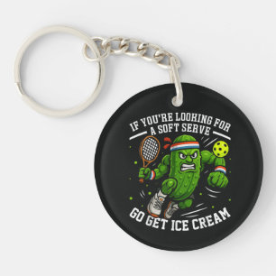 Funny Pickle Playing Pickleball Keychain
