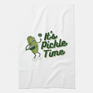 Funny Pickle Playing Pickleball Kitchen Towel