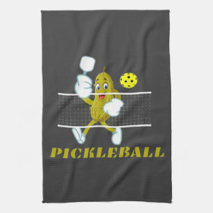 Funny Pickle Playing Pickleball  Kitchen Towel