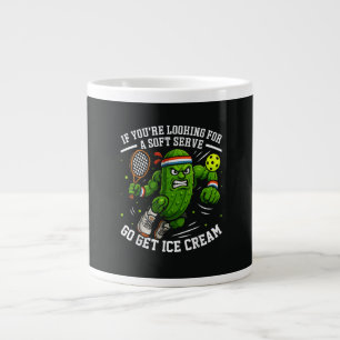 Funny Pickle Playing Pickleball Large Coffee Mug