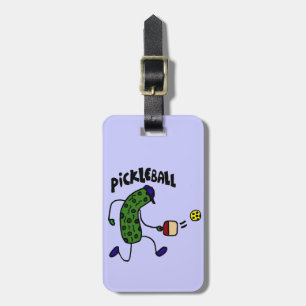 Funny Pickle Playing Pickleball Luggage Tag