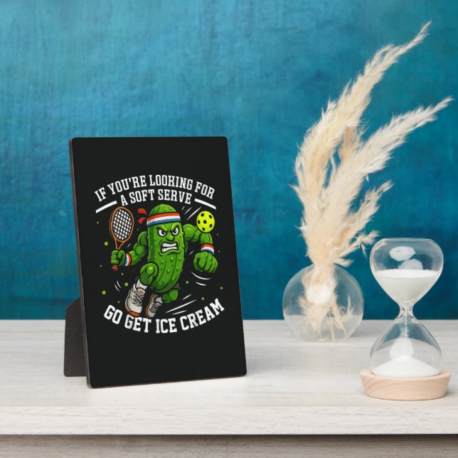 Funny Pickle Playing Pickleball Plaque (Side)