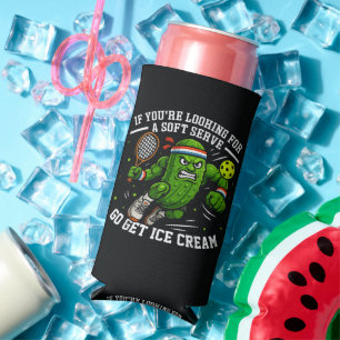 Funny Pickle Playing Pickleball Seltzer Can Cooler