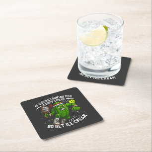 Funny Pickle Playing Pickleball Square Paper Coaster