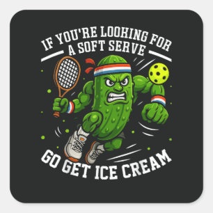 Funny Pickle Playing Pickleball Square Sticker