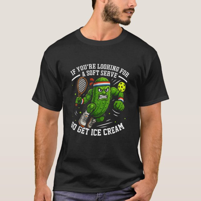 Funny Pickle Playing Pickleball T-Shirt (Front)