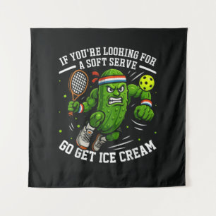 Funny Pickle Playing Pickleball Tapestry