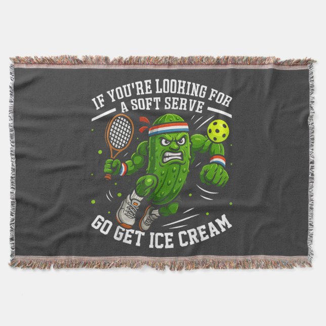 Funny Pickle Playing Pickleball Throw Blanket (Front)