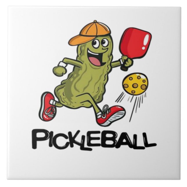 Funny Pickle Playing Pickleball  Tile (Front)