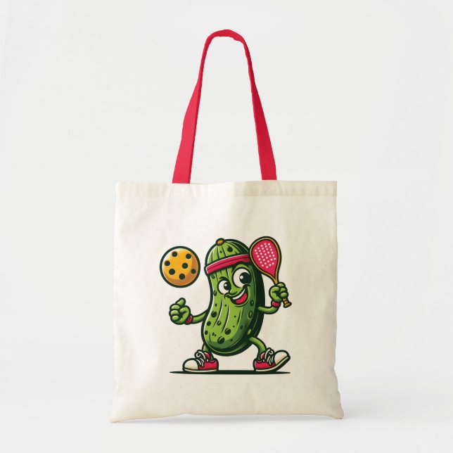 Funny pickle playing pickleball  tote bag (Front)