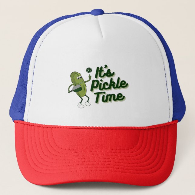 Funny Pickle Playing Pickleball  Trucker Hat (Front)