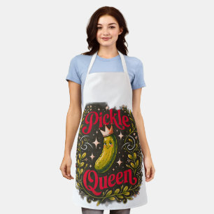Funny Pickle Queen Kitchen Apron - Cute Pickle Lov
