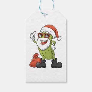 Funny Pickle Santa Claus Christmas Cartoon Holiday Gift Tags